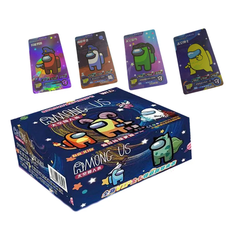 Cartas originales de Among Us para ni&ntilde;os, colecci&oacute;n de personajes de Anime, tarjeta Flash, Barrage, bronce, juego de batalla, regalo de cumplea&ntilde;os-0