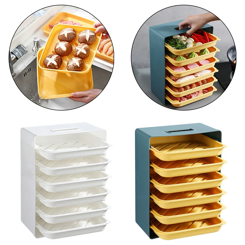 

6-layer Kitchen Food Preparation Tray Plastic Food Preservation Tray Rack Durable