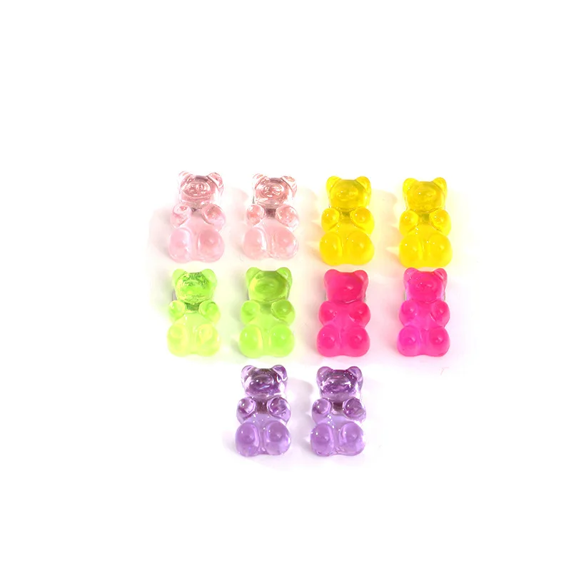 

2021 trend Unusual earrings Sweet candy color teddy bear earrings stud earrings suit transparent resin Woman earring