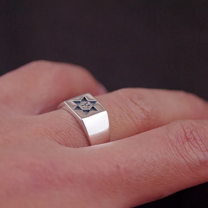 Imported from Thailand 925 sterling silver simple hexagonal star small square ring | Украшения и аксессуары