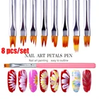 8 шт. Гель-лак для рисования цветущих цветов, УФ-гель для рисования ногтей, ручка для рисования цветов, акриловый Гель-лак для рисования ногтей, кисти для самостоятельного творчества