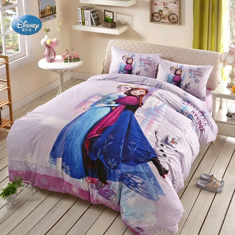 Disney Animation Elsa Anna Bedding Girls Children Bedroom Decoration Sheet Down Quilt Cover Pillowcase 3/4 Piece Home Textile