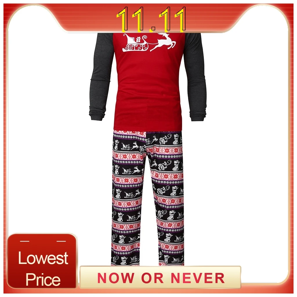 Christmas Family Pajamas Set Clothes Parent-child Suit Home Sleepwear New Baby Kid Dad Mom Matching Outfits | Мужская одежда