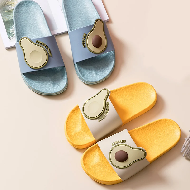 

Zapatillas de verano para mujer, sandalias deslizantes, Chanclas de playa, chanclas, frutas de dibujos animados, aguacate, parte