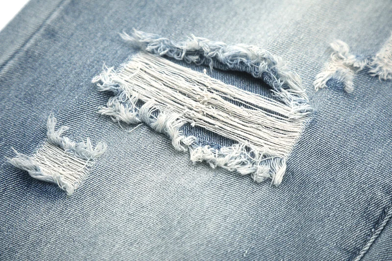 

20SS Ripped Straight Jeans Men Women Side Pale Distressed Jeans Loose Pants Casual