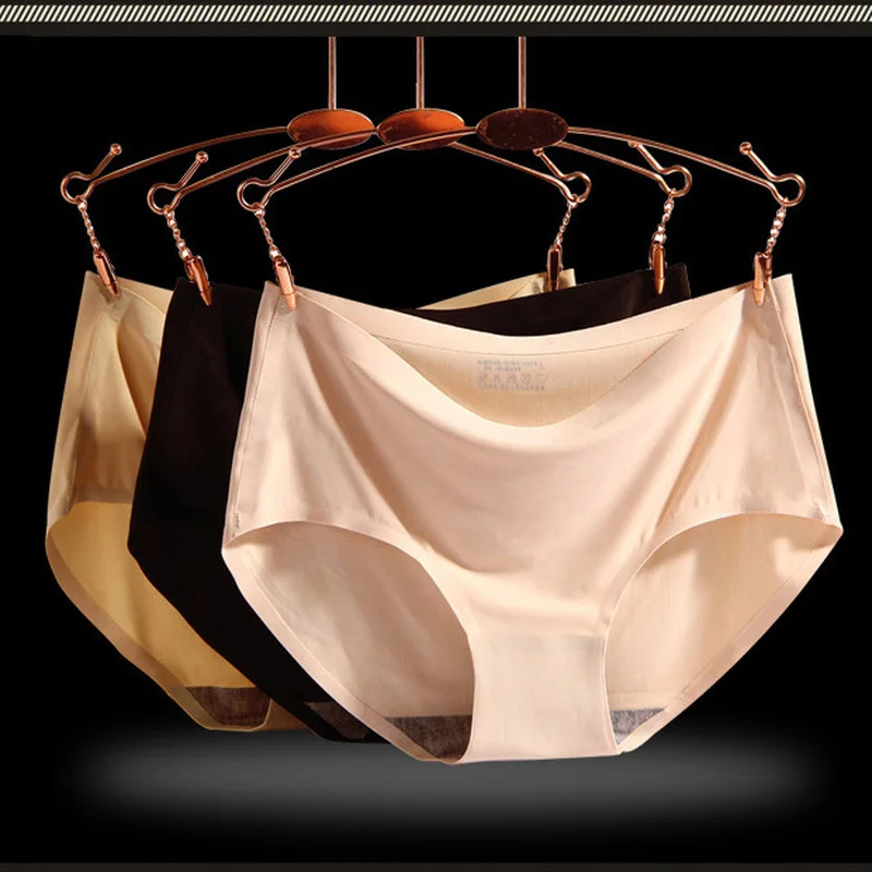 Нижнее белье бесшовные Большие размеры женские трусики короткие шелковистые 3