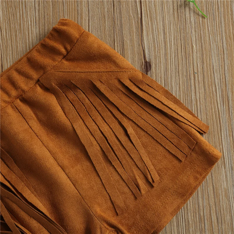 

2Pcs 2-7 Years Kid Children Set Casual Clothes White Solid Color Vest Sleeveless Backless Tops High Waist Brown Shorts Baby Girl