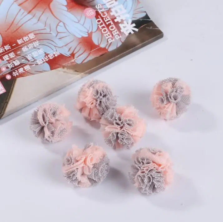 Pink gray Yarn Balls 20-100 шт, кружевные Сетчатые эластичные Цветочные шары, сделай сам, товары для рукоделия, Свадебный декор, пряжа, шарики, головные уборы, ювелирные украшения, помпоны - Цвет: Pink gray Yarn Balls