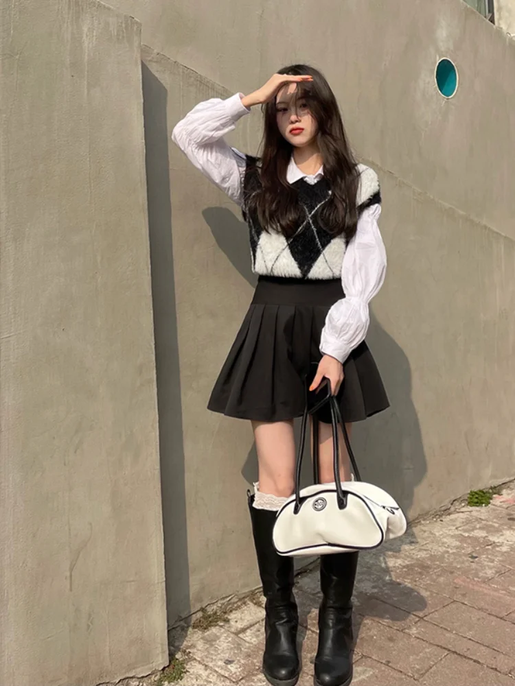 Юбка-мини женская трапециевидная с высокой талией весна-лето 2021 | Женская одежда