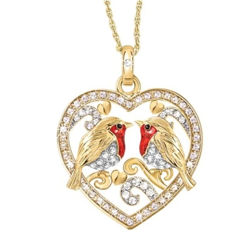 

Women's Fashion Pendant Hollow Wedding Necklace Jewelry Prom Jewelry Heart-shaped Bird Valentine's Day Gift Wholesale