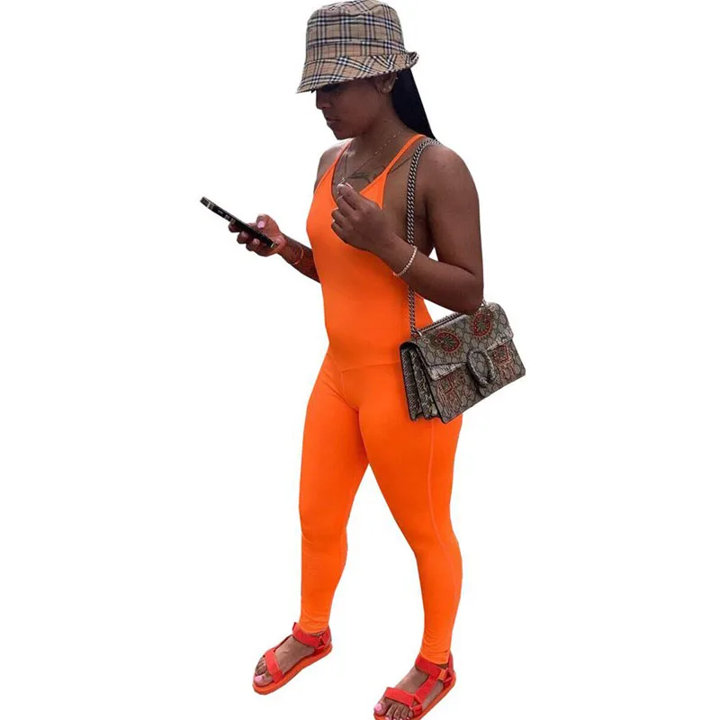 

ZKYZWX Plus Size Spaghetti Strap Backless Bodycon Jumpsuit Summer Clothes Sexy One Piece Club Outfits Rompers Womens Jumpsuit