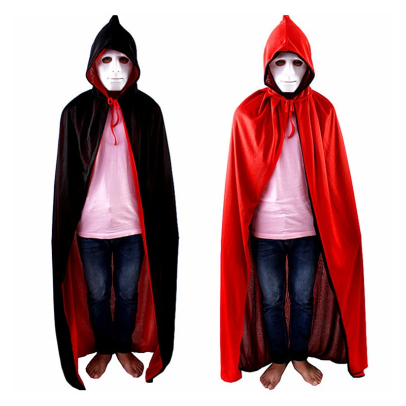 Взрослый двухсторонняя вампира красные черные карнавала Хэллоуин смерть плащи