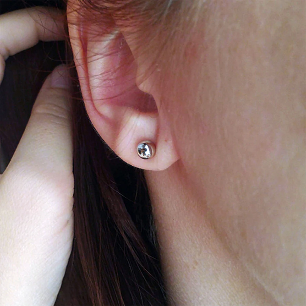 925 стерлингового серебра бусины Стад Серьги с простым дизайном в Корейском стиле