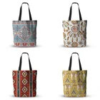 Холщовая Сумка для покупок в богемном этническом стиле, вместительная эко-сумка-тоут с персидским узором, Женская дорожная Сумочка на плечо