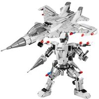617pcs su 27 fighter 2 in 1 transformation robot mecha building blocks with 4 figures military bricks toys for children