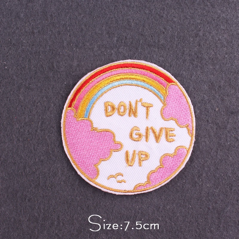 

Cartoon Embroidered Patches For Clothing Rainbow/Flower Patch Applique Letter Stripe Embroidery Patch On Jacket Iron On Patches