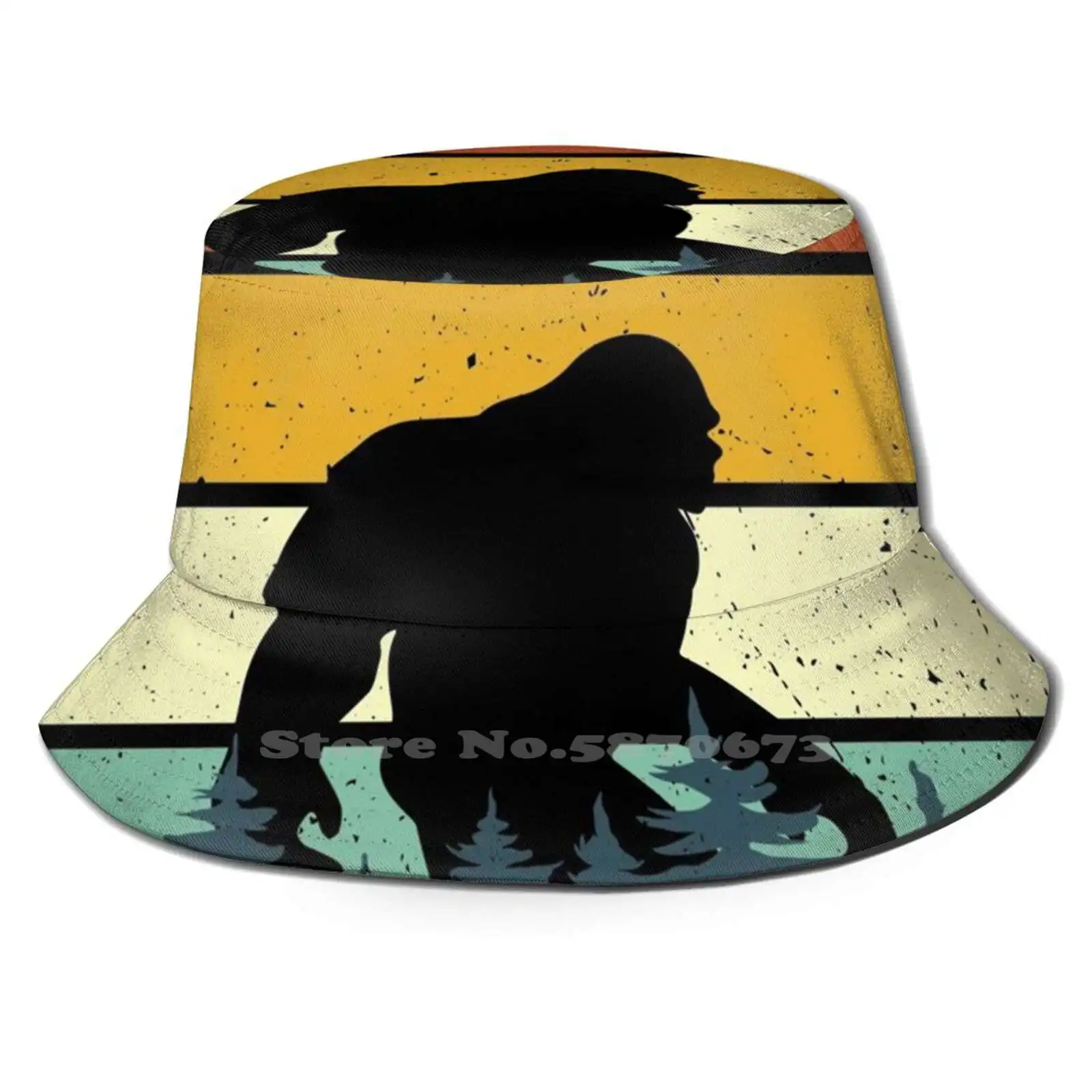 

Believe Retro Bigfoot Forest Silhouette Gift Women Men Fisherman Hats Bucket Caps Sasquatch Big Foot Cryptid Hide And Seek