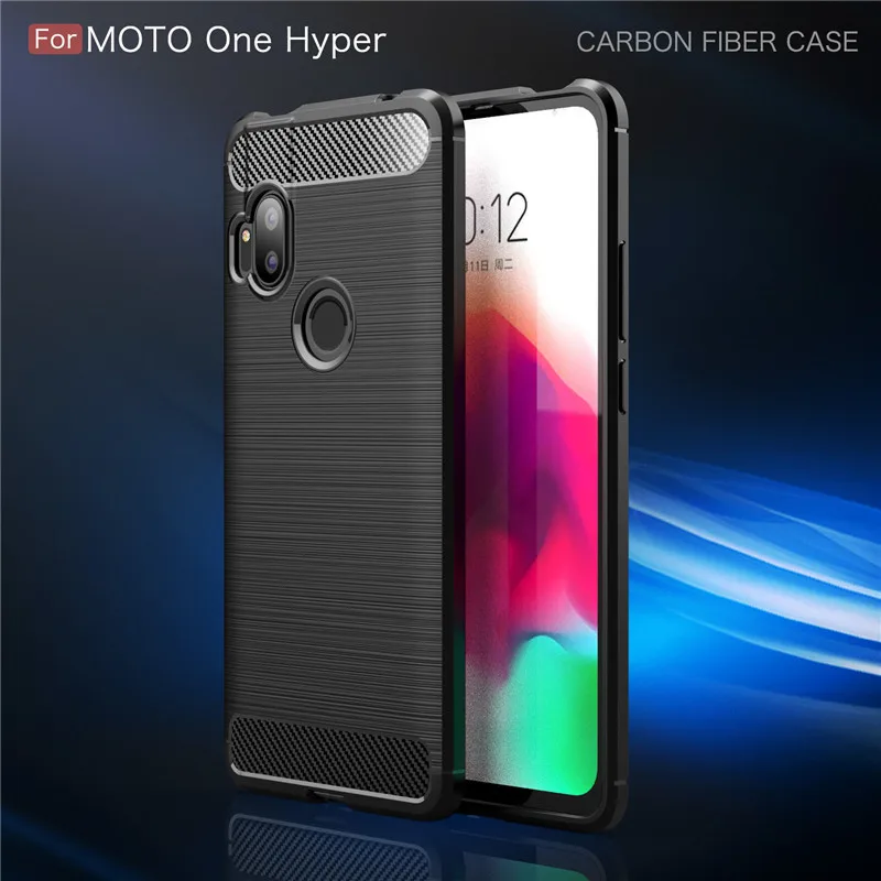 For Motorola One Hyper Case Carbon Fiber Soft Silicone Shockproof Armor MOTO Cover |