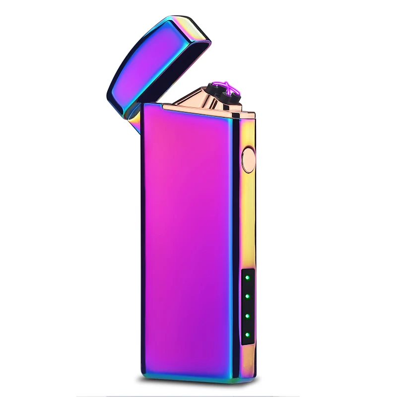 Magic Двойные электронные дуги прикуривателя USB металла Перезаряжаемые Ветрозащитный Непламено Электрический зажигалки плазмы с Дисплей свет зажигалка зажигалка usb - Цвет: Magic