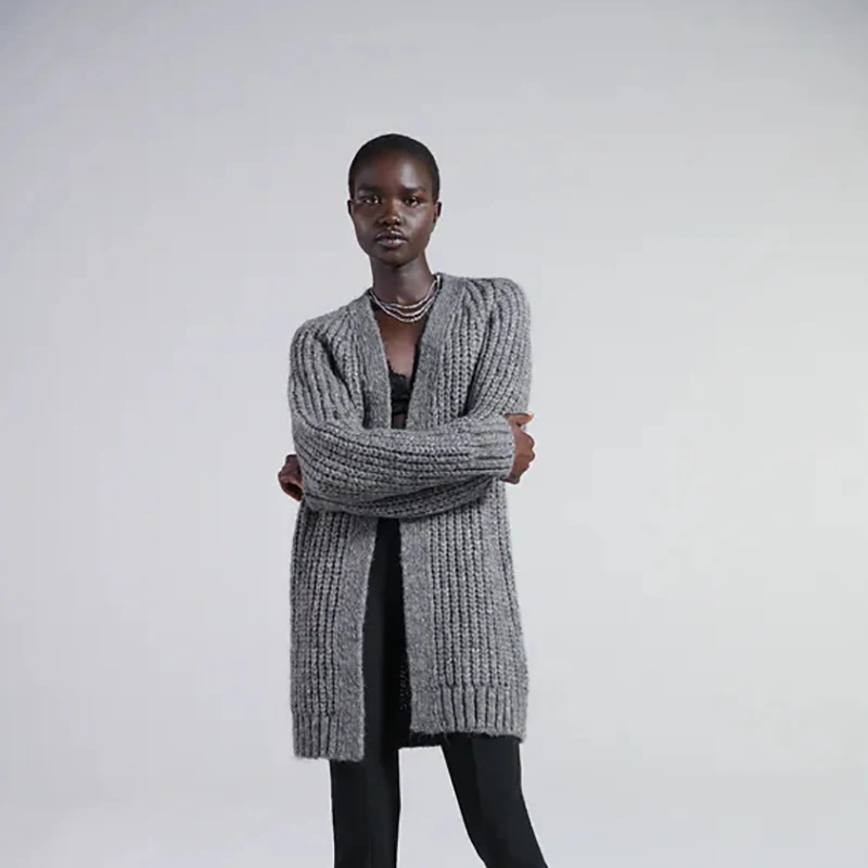 

Женский вязаный кардиган Uniera Za, Свободный Тонкий Универсальный кардиган оверсайз, пальто для осени, 2021