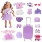 Одежда для кукол, фиолетовая юбка, платье с вуалью, обувь для скейта, пижама с кроликами для 18 дюймов, американский 43 см, аксессуары для новорожденных, кукла, игрушка для девочек