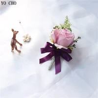 yo cho men boutonniere flowers silk roses red wedding corsage and boutonniere bridesmaid bracelet groom flower wedding corsage