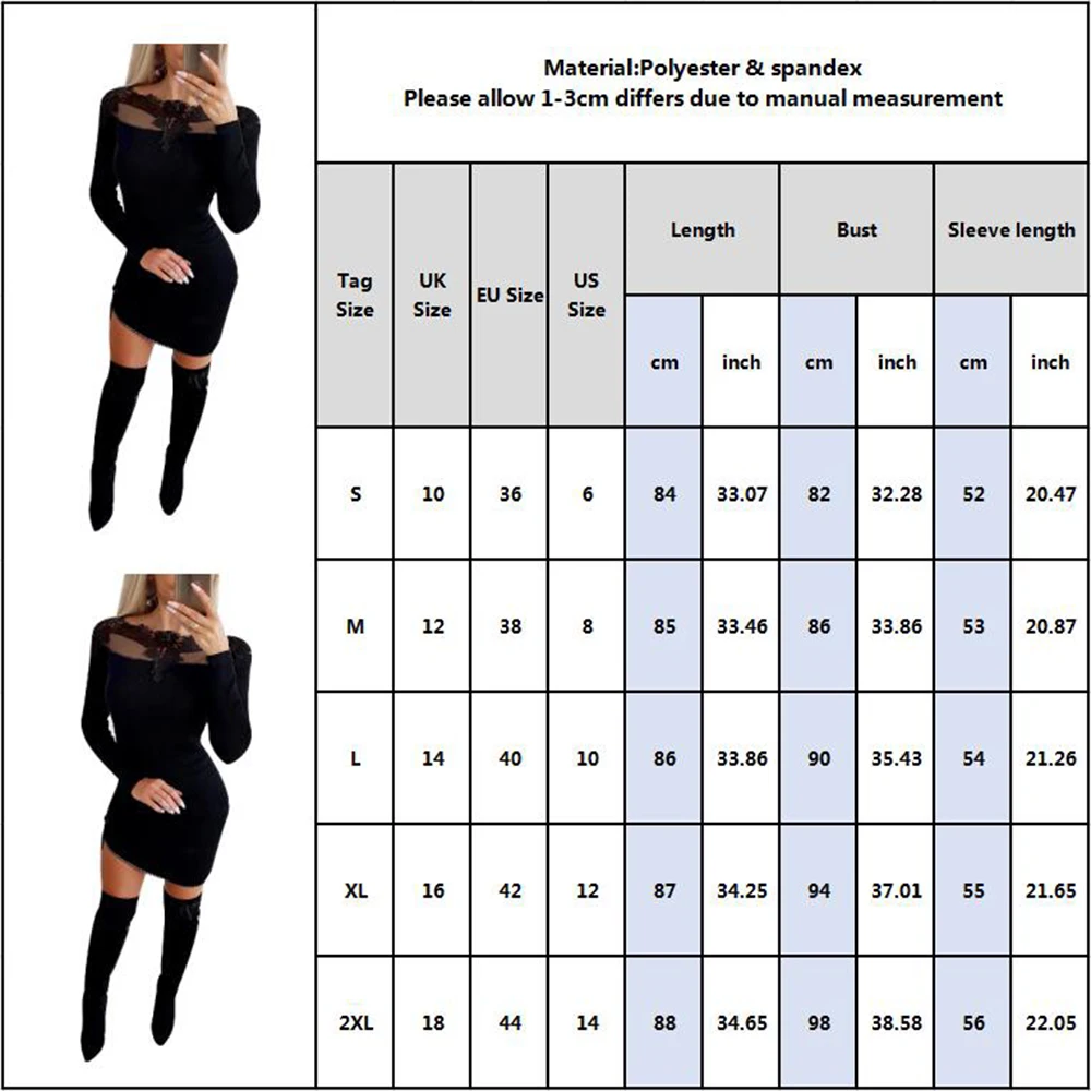 

Sale Dress For Women Elegant Lace Patchwork Spring Long Sleeve Mini Dresses Female Bowknot Black Bodycon Dress Party VestidosD30
