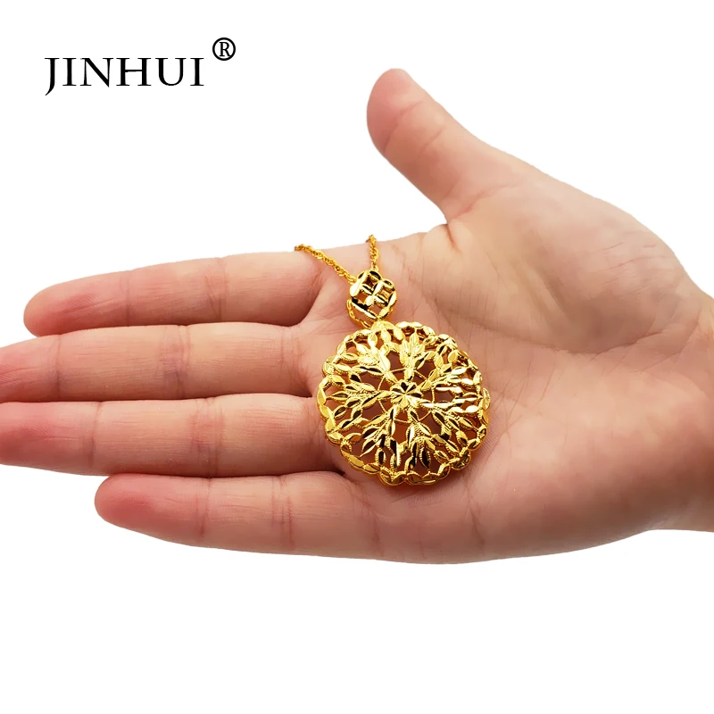 Модные новые женские ожерелья JINHUI золотого цвета с цветами подвеска 2 мм 45 см