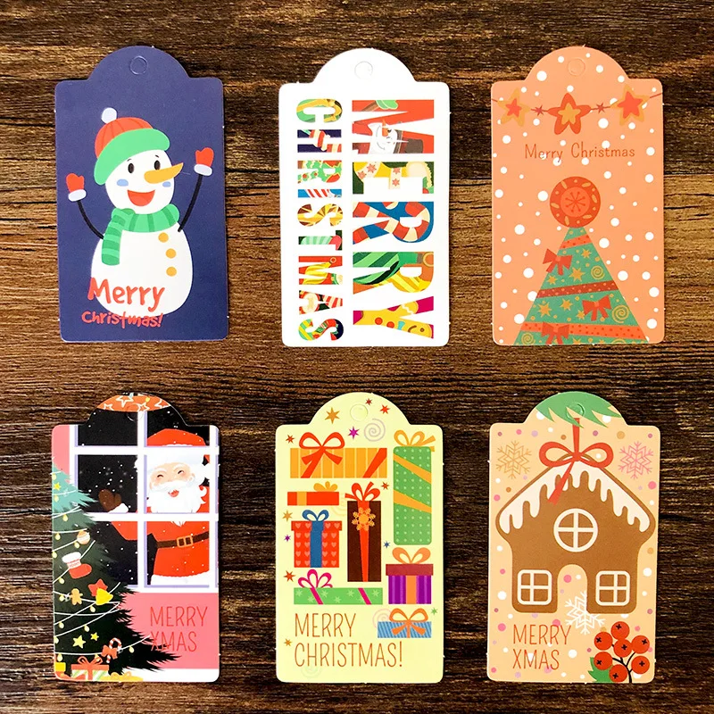 48 шт. бумажная бирка с веселым Рождеством смешанный дизайн Подарочная коробка