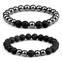 trendy natural lava stone handmade bracelets bangles adjustable men beads bracelets charm women yoga energy jewelry pulseira
