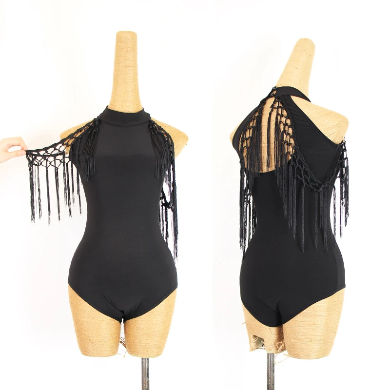

Latin Dance Top Women Sexy Backless Sleeveless Tassel Leotard Adult Rumba Samba Salsa Dancing Shirt Ladies Practice Wear DN4027