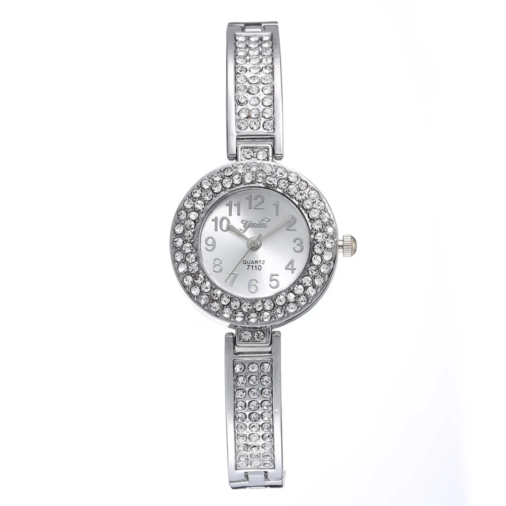 

Reloj Women's Quartz Watches Casual Fashion No Waterproof Simple Silver Watch Lady Watch Full Diamond Alloy