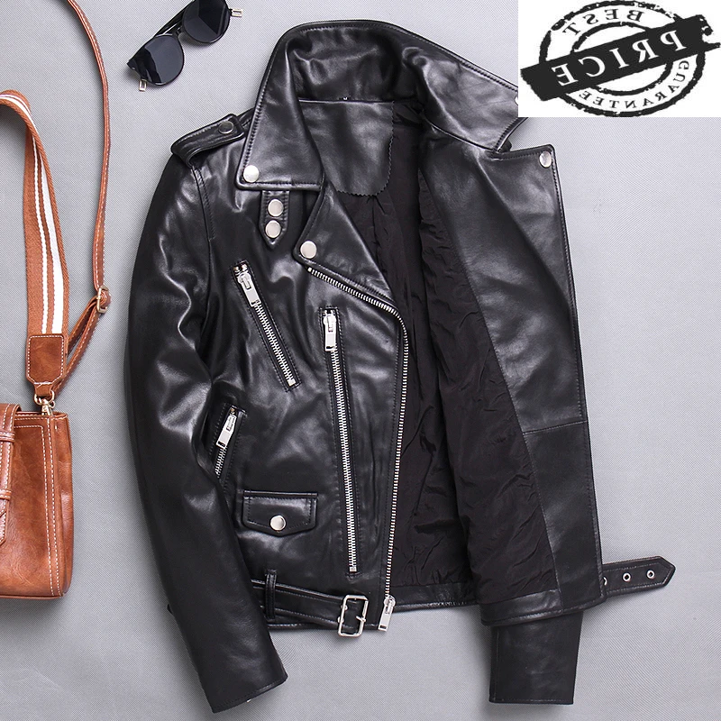 

Real Streetwear 100% Leather Coat Female Natural Sheepskin Coat Women Moto Genuine Leather Jacket Winter Autumn Coats 1a6
