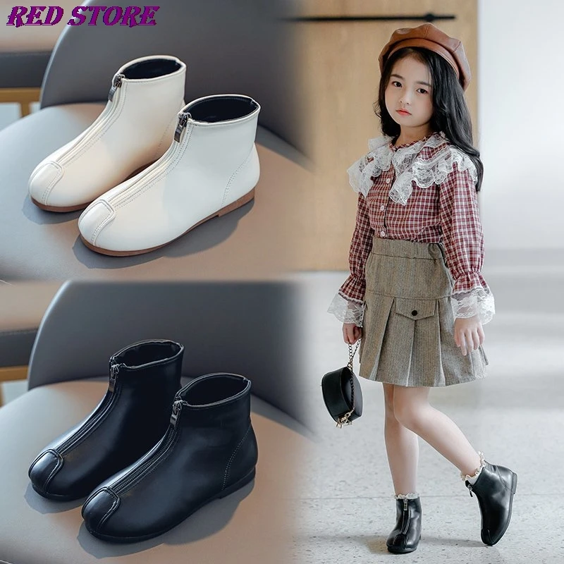

Teenage Boots Girls 2020 Boots Children's Warm Soft Princess Plush Wide PU Leather Rubber Boots Kids Boot