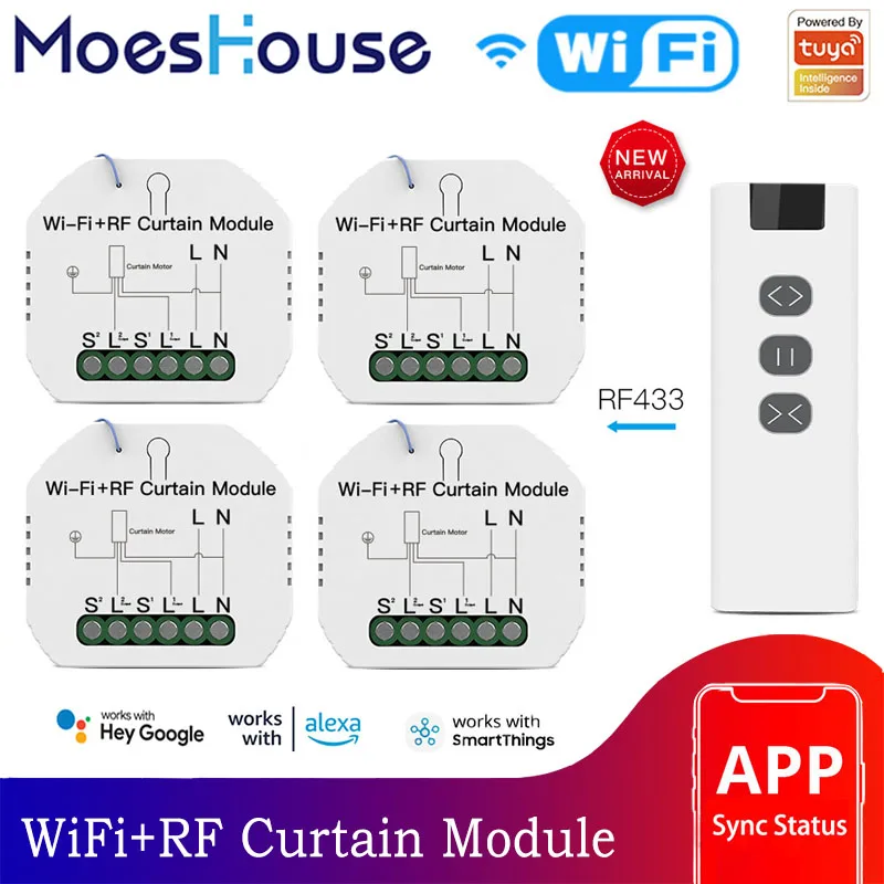 

Moeshouse Roller Blinds Curtains Wifi Switch Module Tuya Smart Life RF433 Roller Shutter Electric Motor Switch Alexa Google Home