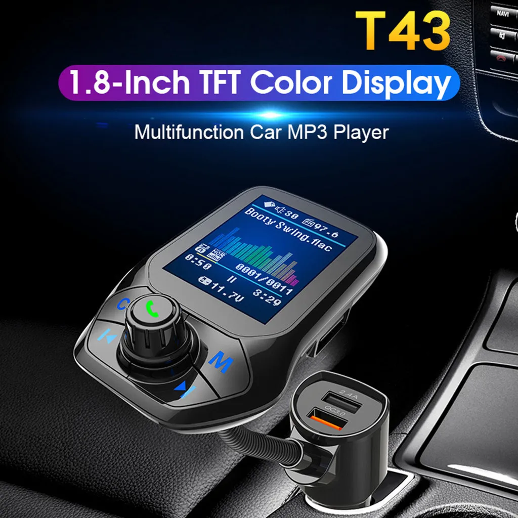 Bluetooth MP3 плеер FM передатчик автомобильное зарядное устройство двойной USB Батарея