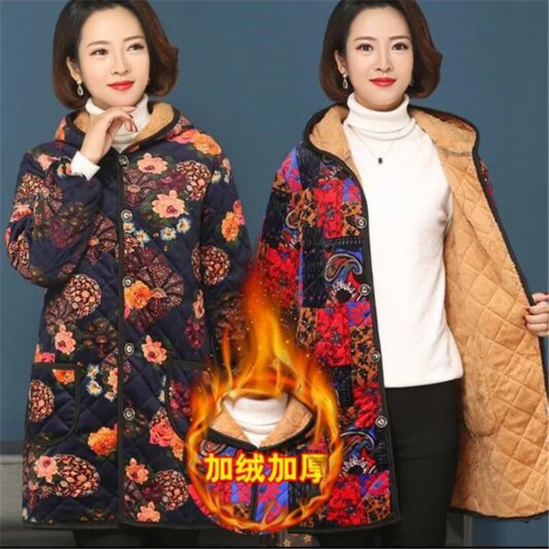 2019 женский пуховик среднего возраста хлопковая куртка Осень-зима народный стиль