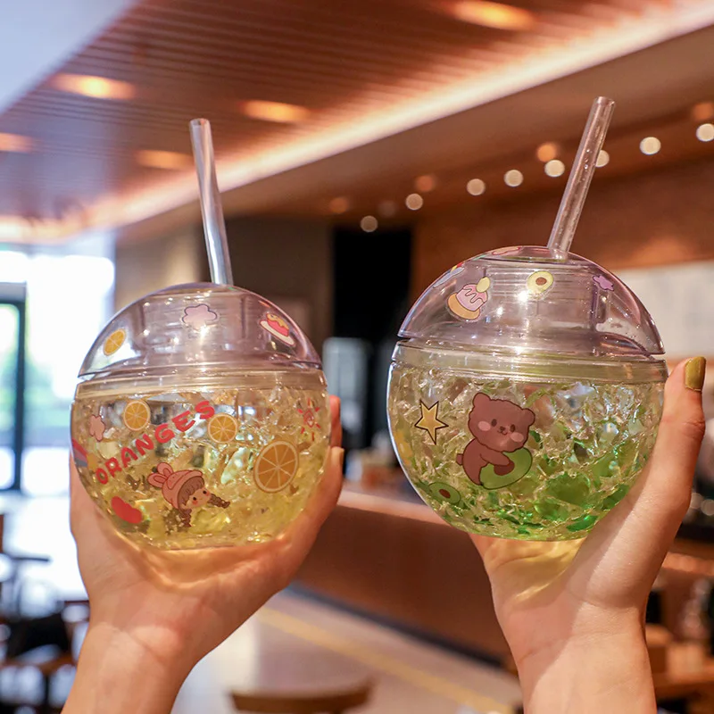 

400ML Creative Round Straw Summer Children's Drink Student Planet Cold Drink Cup