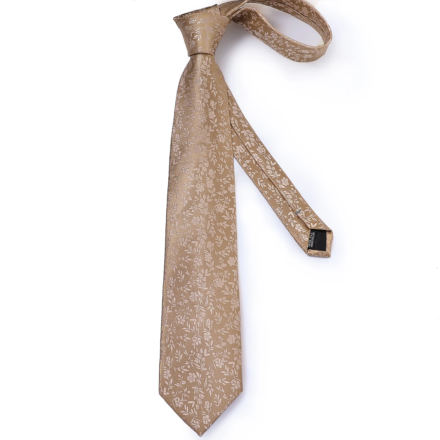 Подарочный мужской галстук золотой однотонный Цветочный Шелковый Свадебный для
