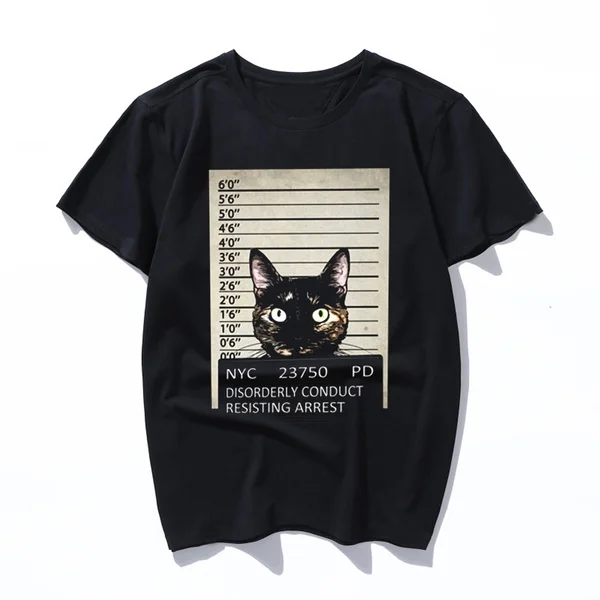 

Мужская футболка с принтом kitty mugshot, 2019 хлопок