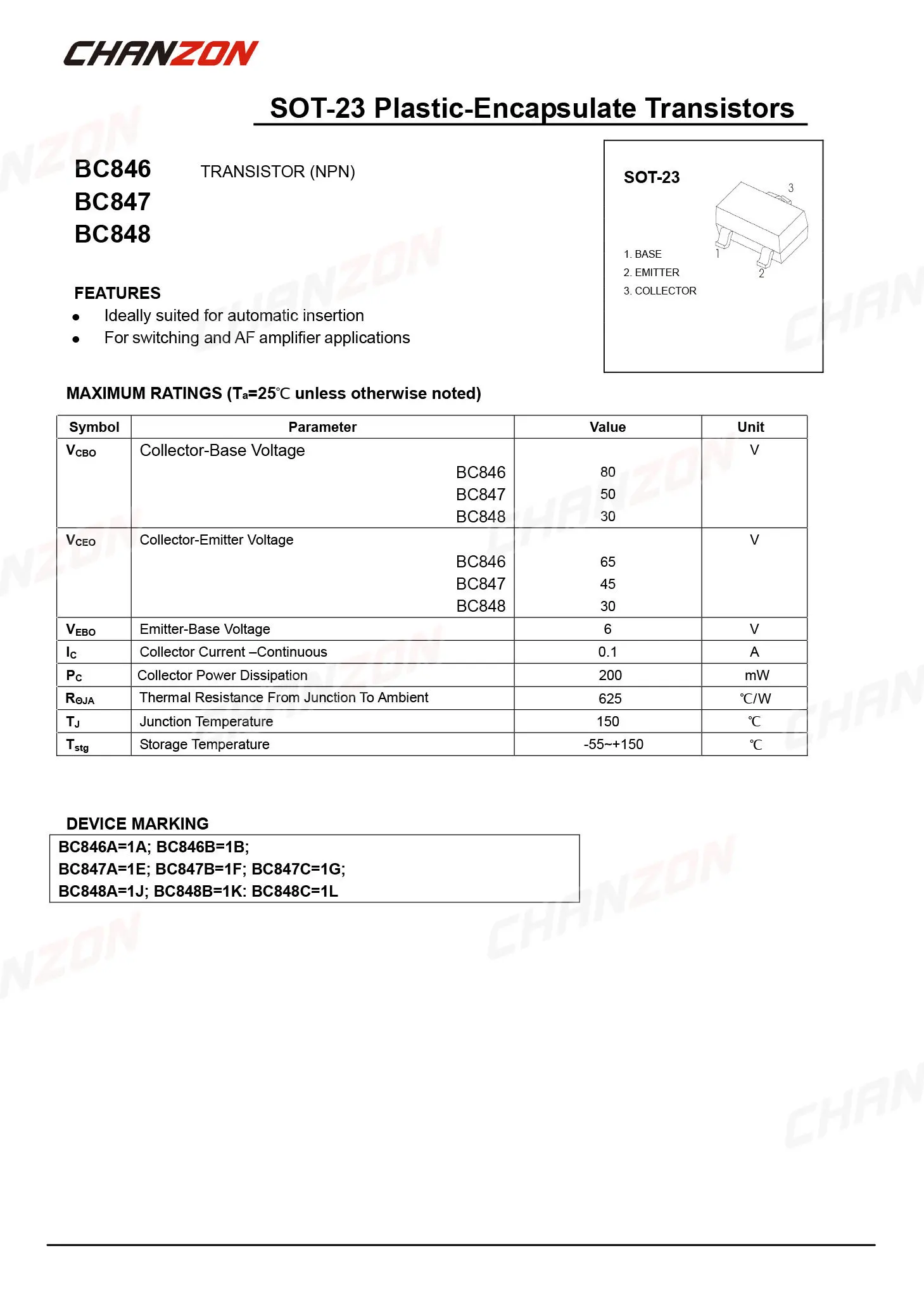 Транзисторы BC846B BC846 SOT-23 SMD NPN биполярные соединительные триодные трубки BJT Fets 0 1 A 80