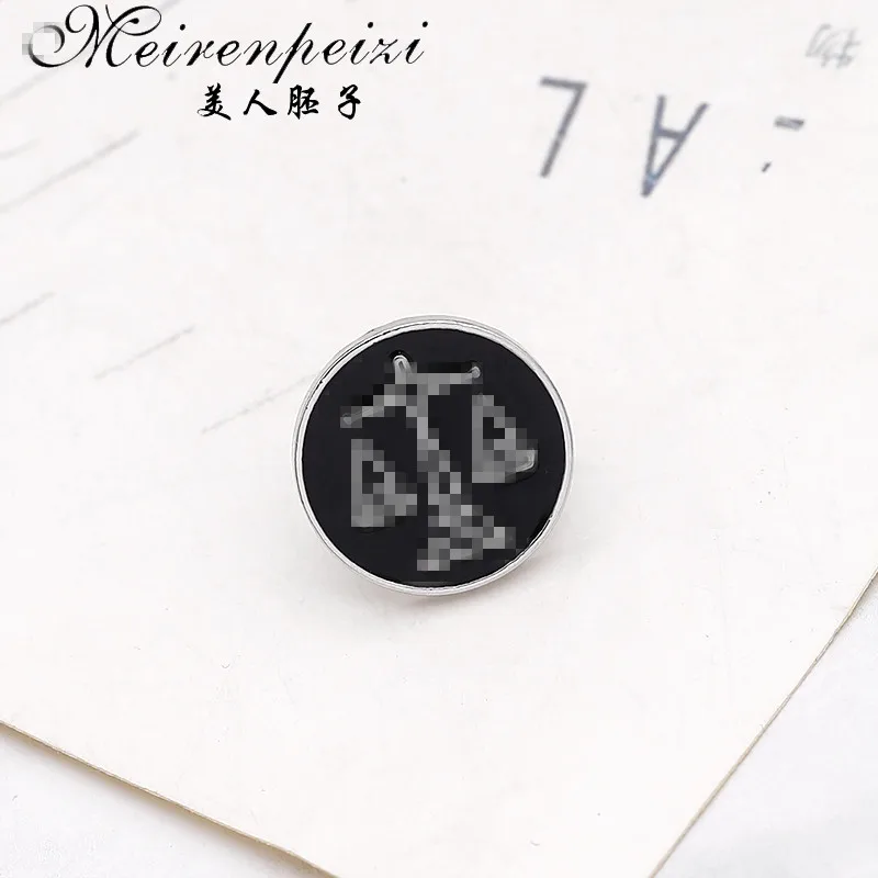 Meirenpeizi весы, броши для мужчин, круглые значки для баланса, брошь для костюма на булавке, воротник, украшение, аксессуары для рубашки, брендовые ювелирные изделия