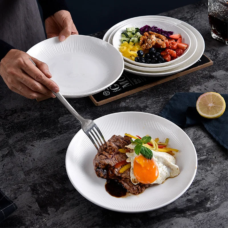 Белая керамическая глубокая тарелка для спагетти бытовая Большая Западная