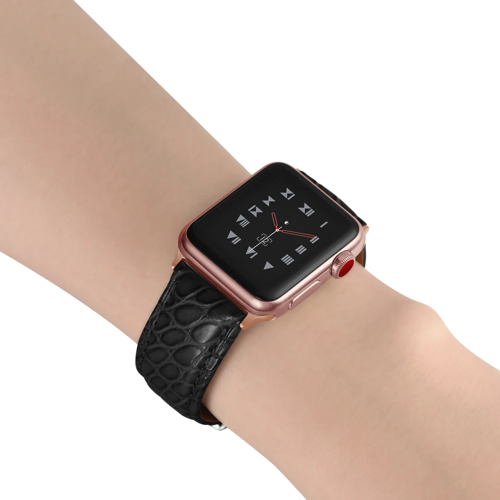 Французский ремешок из кожи аллигатора для Apple watch 5 ремешок 44 мм 40 мм iwatch 42 мм 38 мм топ процесс Браслет Apple watch 4 3 21 44