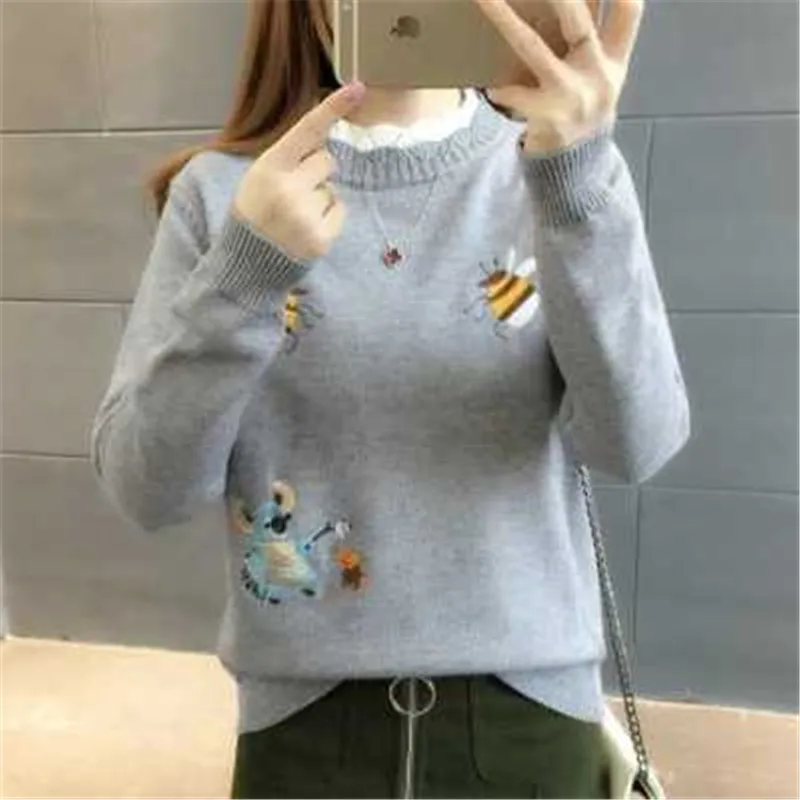 

Loose Warm Knitted Pullovers Tops New Fashion 2021 Autumn Winter Women Cashmere Sweater Female Long Sleeve o Neck Sweaters Thick