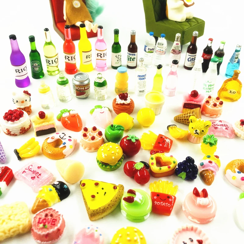 

10/20 Pcs Mixed Resin Candy Food Bottlle Decoration Crafts Flatback Scrapbooking Fit Phone Embellishments Diy Accessories