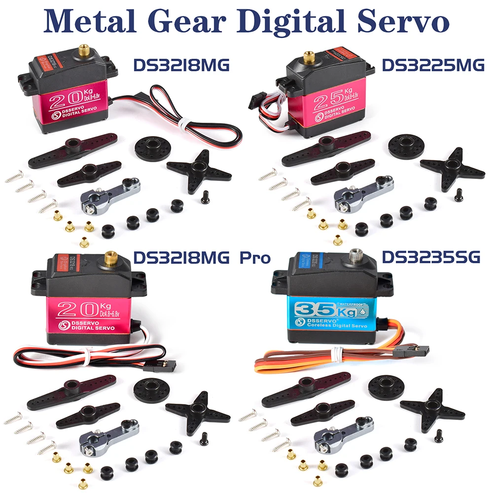 Servo a prueba de agua para coches teledirigidos, Servo de engranaje de Metal Digital de 180/270 grados, 20KG, DS3225, 25KG, DS3235, 1/8, 1/10, 1/12-0