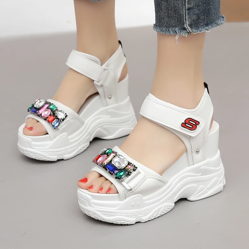 Женские босоножки на платформе и высоком каблуке сандалии гладиаторы танкетке