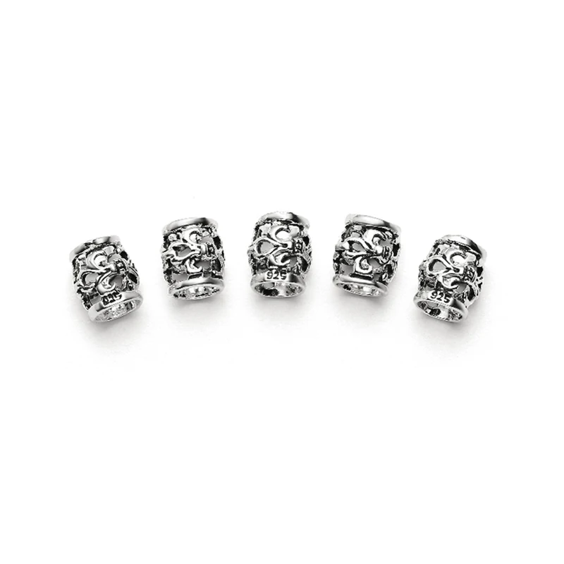 

10PCS 925 sterling silver Thai silver beads loose beads retro hollow bucket beads handmade DIY bracelet jewelry accessories