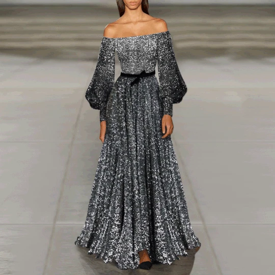 

Linglewei New Spring and Summer Women's Dress sexy one shoulder belt dress